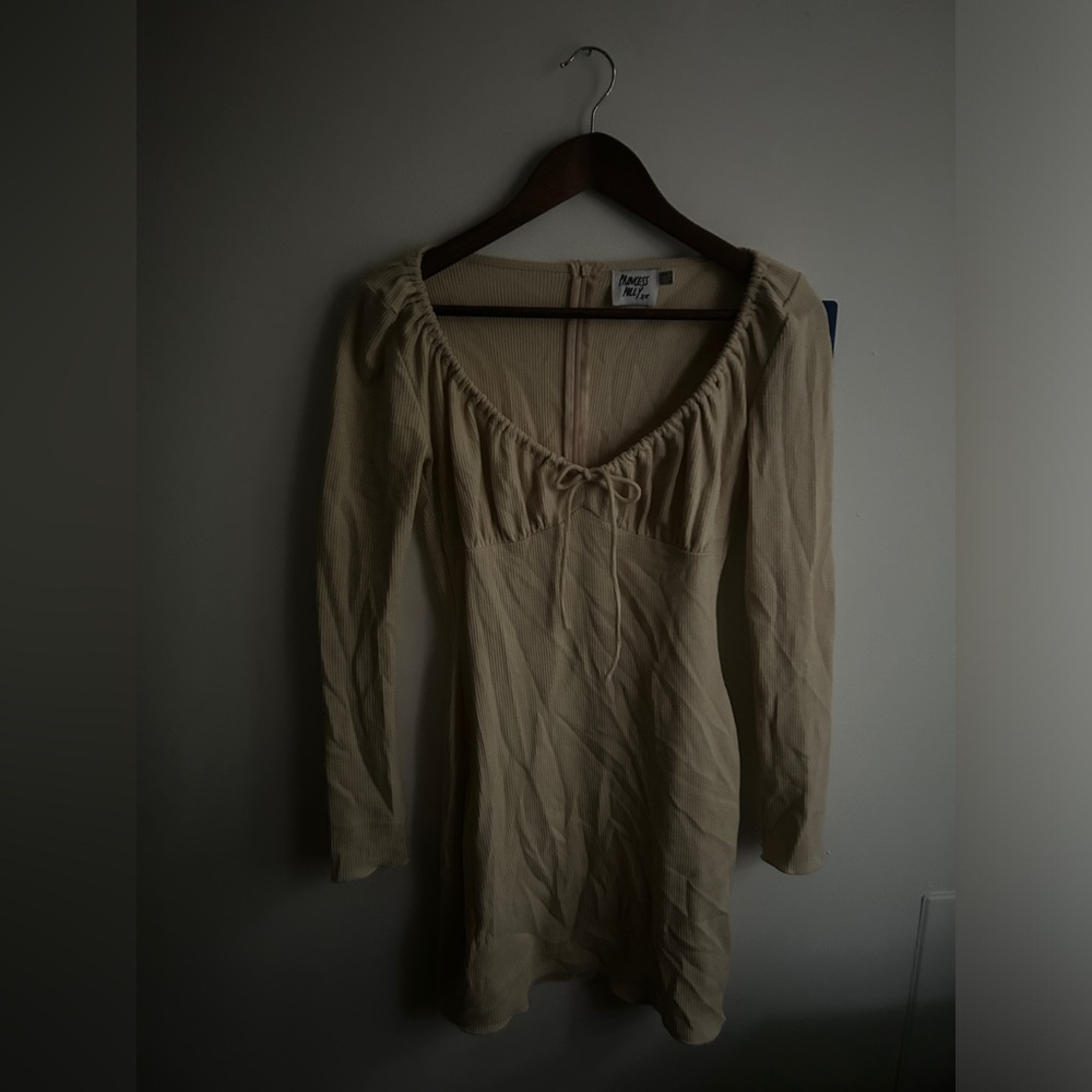 Princess Polly Cream Long Sleeve Dress